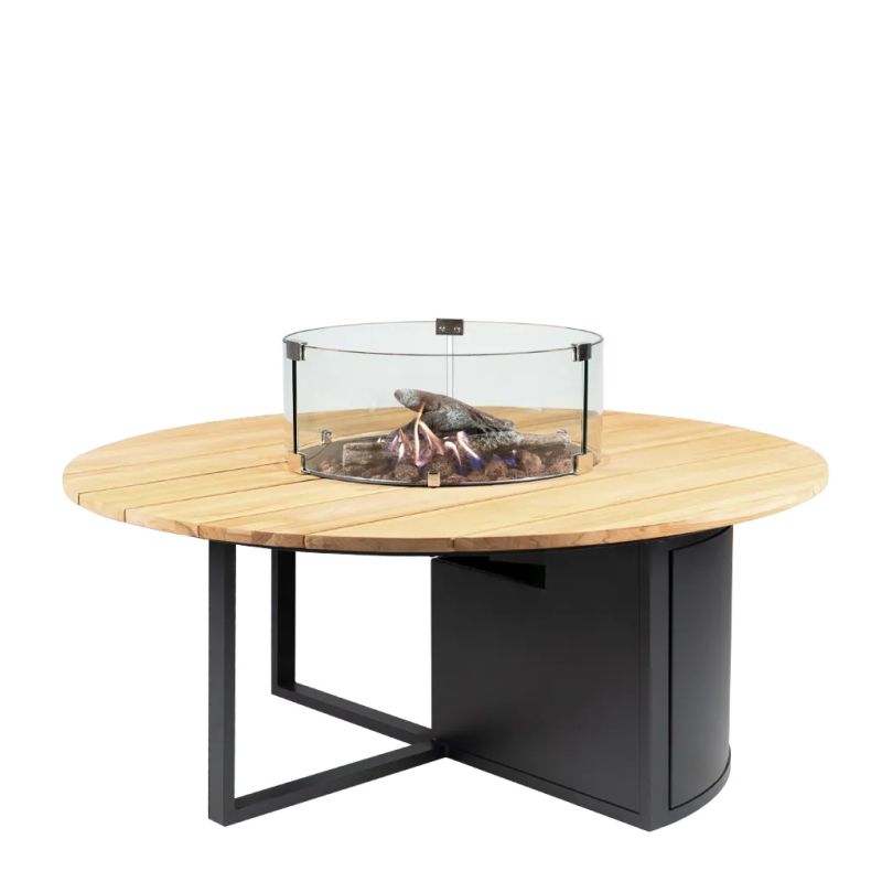 Stół z kominkiem COSILOFT Ø120cm black/teak