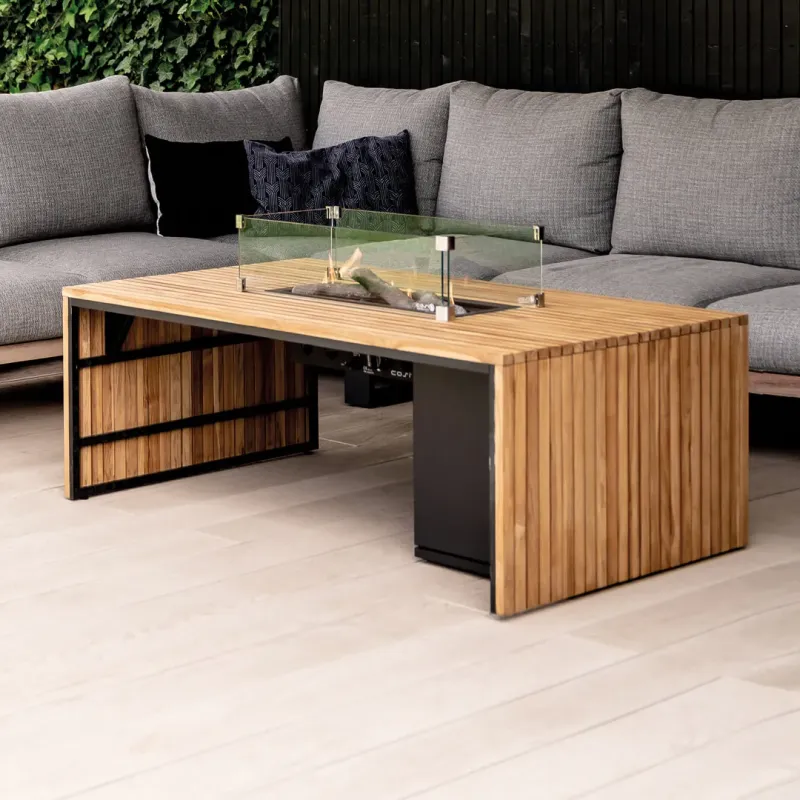 Stół z kominkiem Cosibridge 140 teak