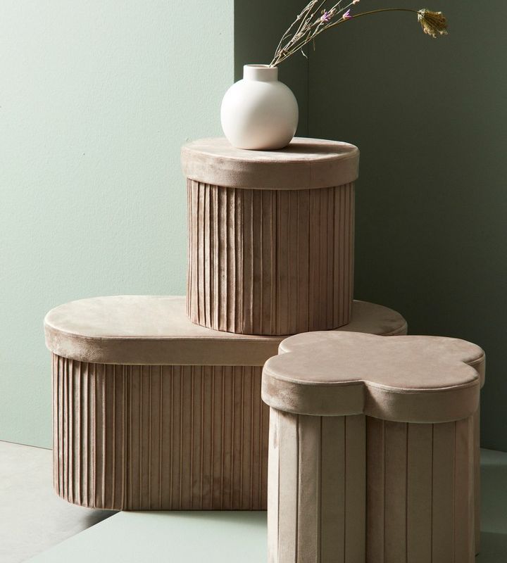 Pufa JOCELYN ROUND BEIGE VELVET