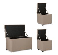 Zestaw 3w1 – ławka i dwie pufy Bouclé