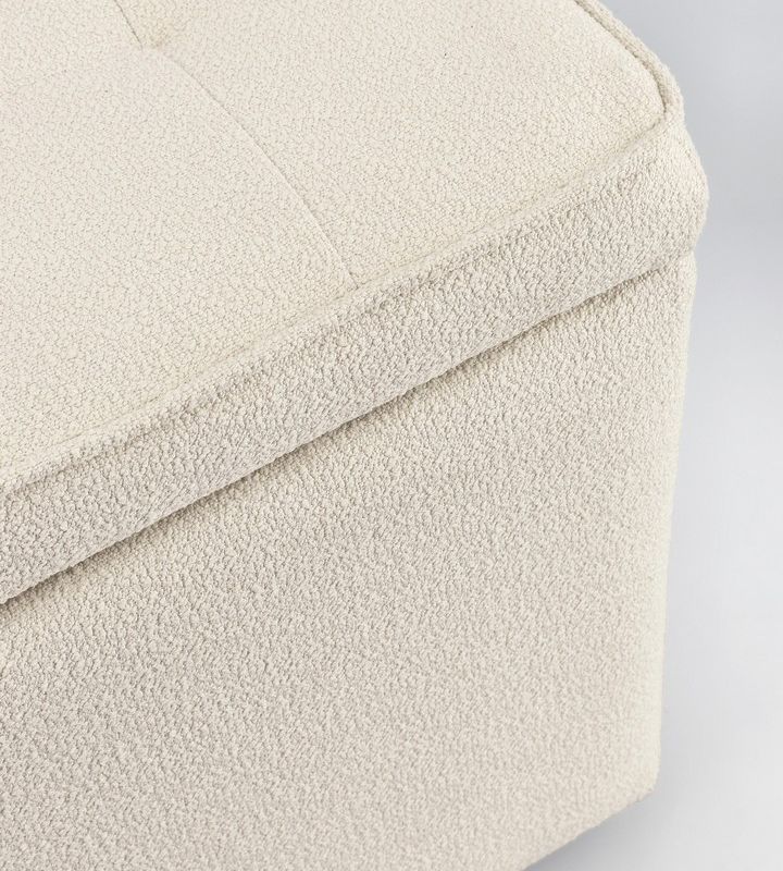 Zestaw 3w1 – ławka i dwie pufy Bouclé