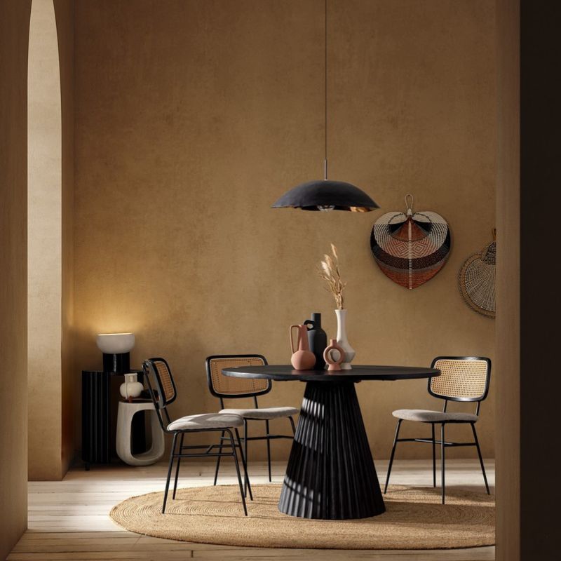 Stół jadalniany ORISSA BLACK/NATURAL   Ø120x76h