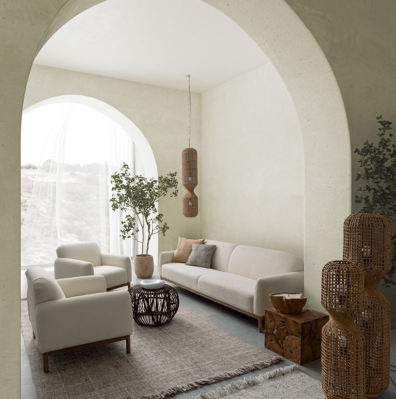 Sofa trzyosobowa DETROIT NATURAL BOUCLE'