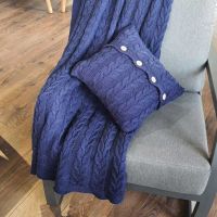 Poduszka dekoracyjna z dzianiny,Granatowa