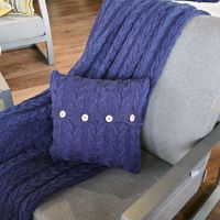 Poduszka dekoracyjna z dzianiny,Granatowa