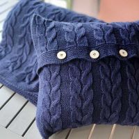 Poduszka dekoracyjna z dzianiny,Granatowa