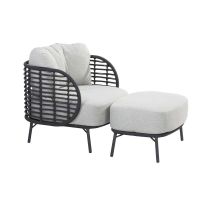 Fotel z podnóżkiem do zestawu kawowego Fabrice Anthracite