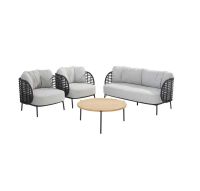 Fotel z podnóżkiem do zestawu kawowego Fabrice Anthracite