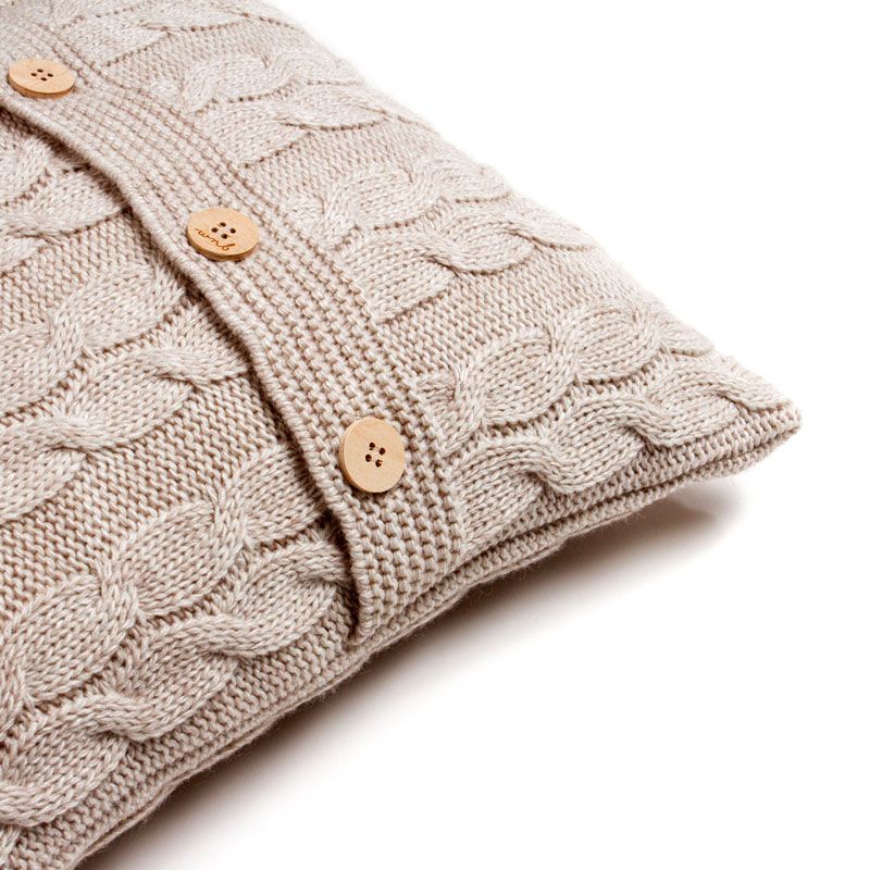 Poduszka z dzianiny, jasnobeżowa