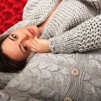 Poduszka z dzianiny, jasnobeżowa