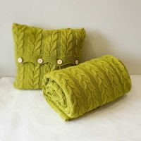 Pleciony koc, 190x160, limonka