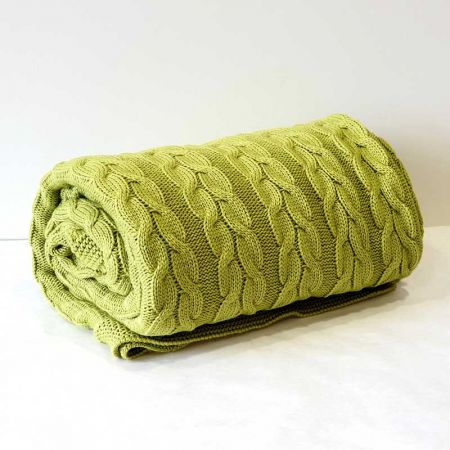Pleciony koc, 190x160, limonka