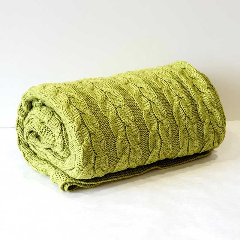 Pleciony koc, 190x160, limonka