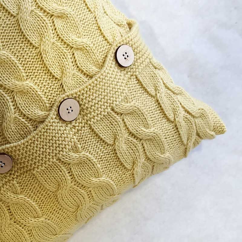 Poduszka dekoracyjna pleciona, jasnożółty