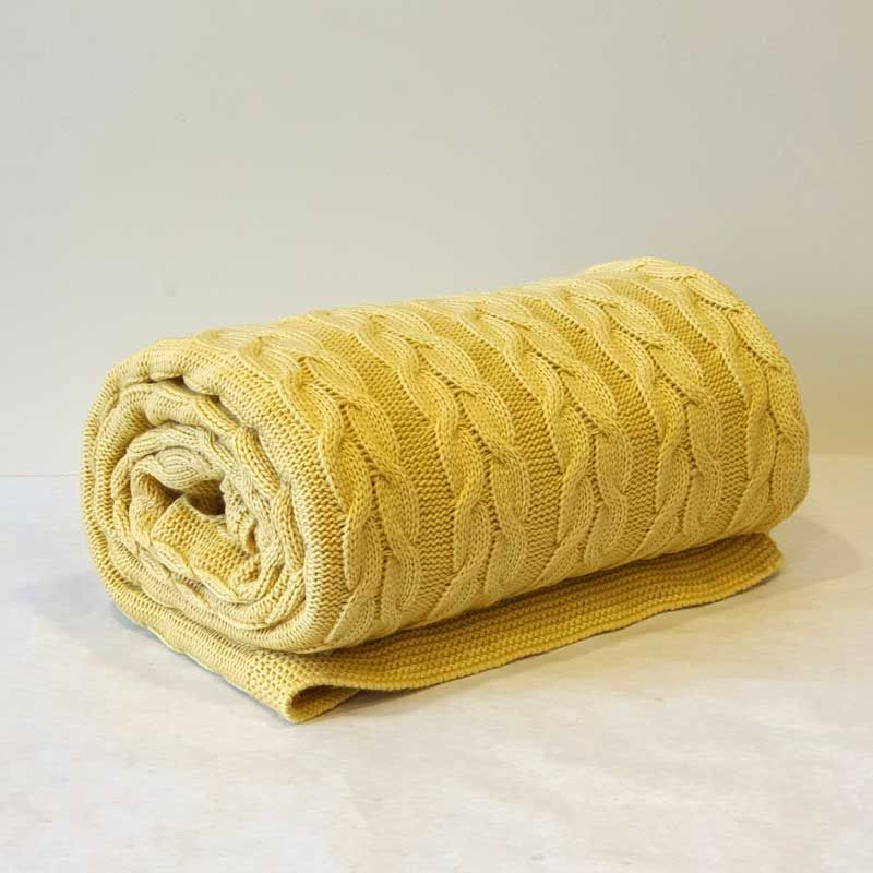 Pleciony koc  190х160, jasnożółty