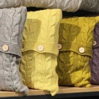 Poduszka dekoracyjna pleciona, jasnożółty