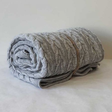 Koc dzianinowy 160x190, jasnoszary