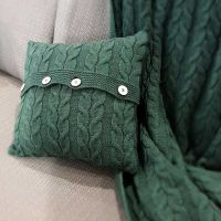 Pleciony koc 190х160, ciemnozielony