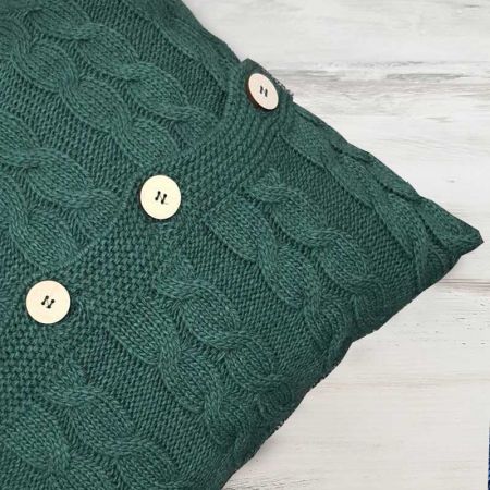 Poduszka dekoracyjna z dzianiny,ciemnozielony